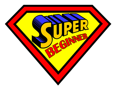 super beginner text on hero icon
