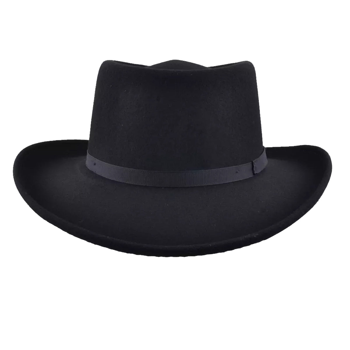 Hats Plus Caps Gambler 100% Wool Cowboy Hat Black Plain Belt