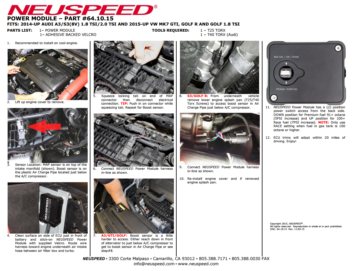 NEUSPEED Power Module - VW Mk7 GTI, VW Golf R, Audi A3/S3 – Euro