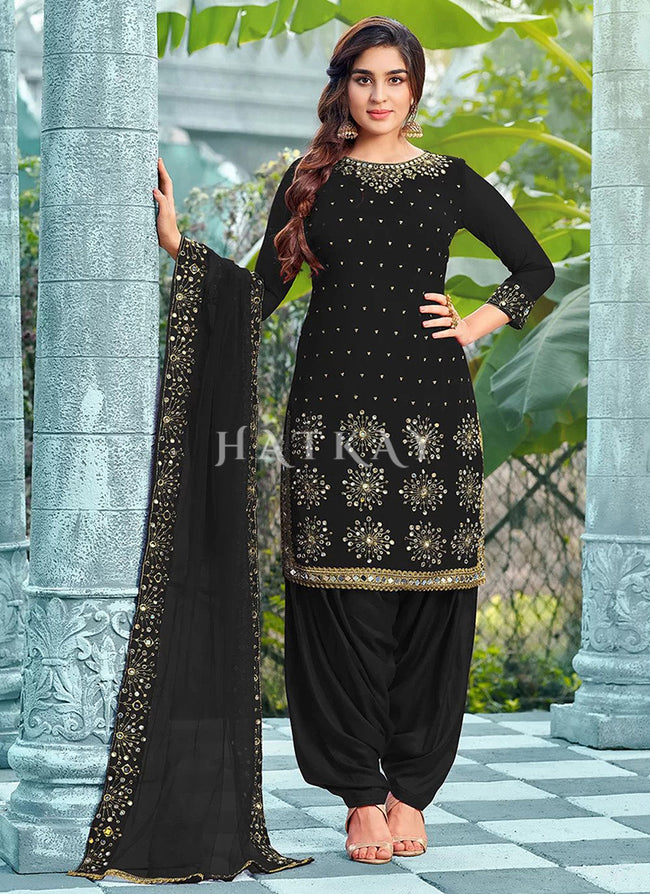 black mirror work patiala suit