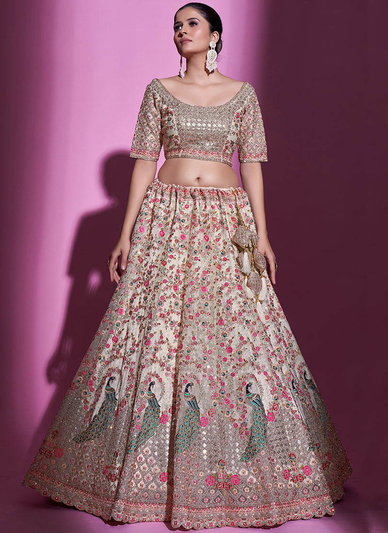 Off White Net #Fishtail #Bridal #Lehenga Choli | @ $477.55 | Designer  bridal lehenga choli, Indian bridal wear, Indian bridal dress