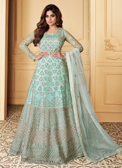 light blue anarkali dress