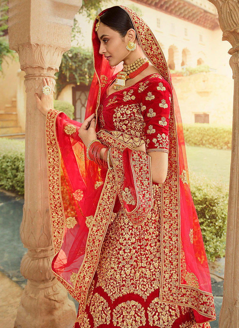 bridal lehenga red and golden online