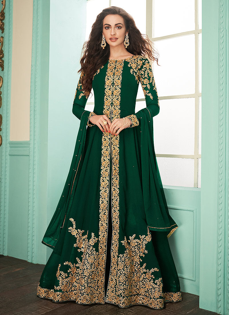 green anarkali suit