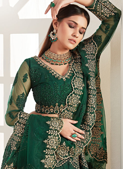 green lehenga choli