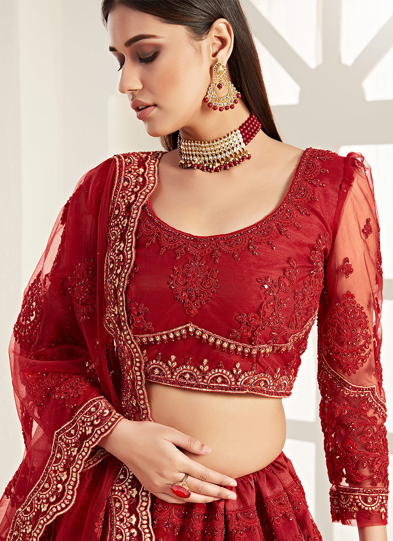 buy red lehenga online