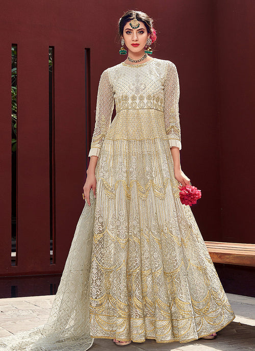 beige anarkali dress