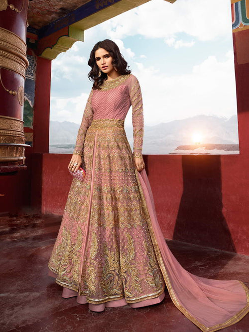 baby pink and golden lehenga