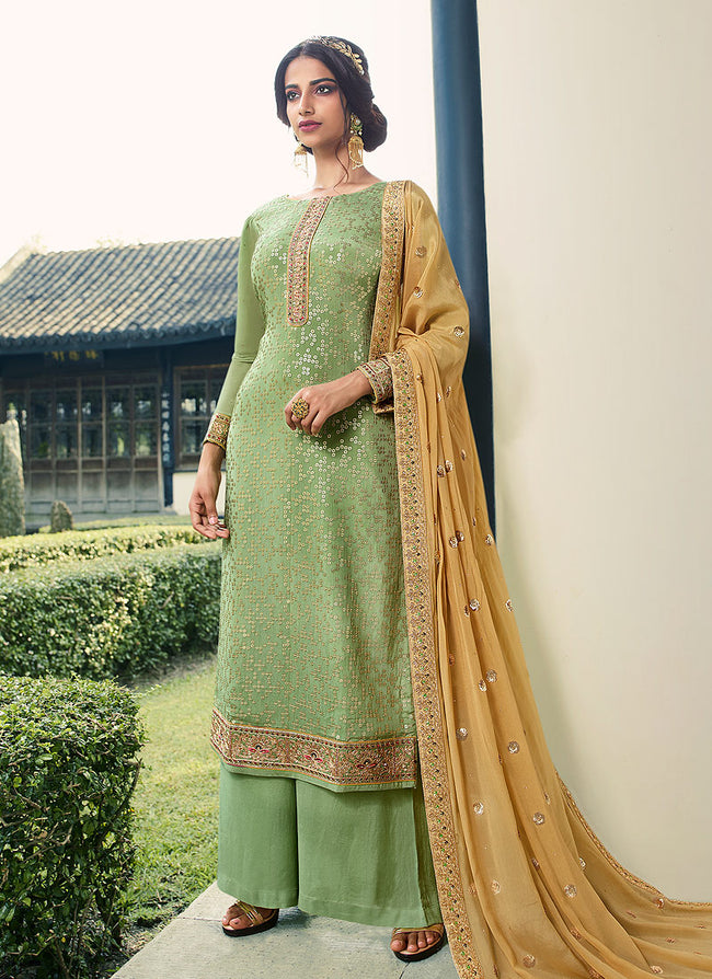 Buy Green And Yellow Palazzo Suit In USA, UK, Canada, Australia ...