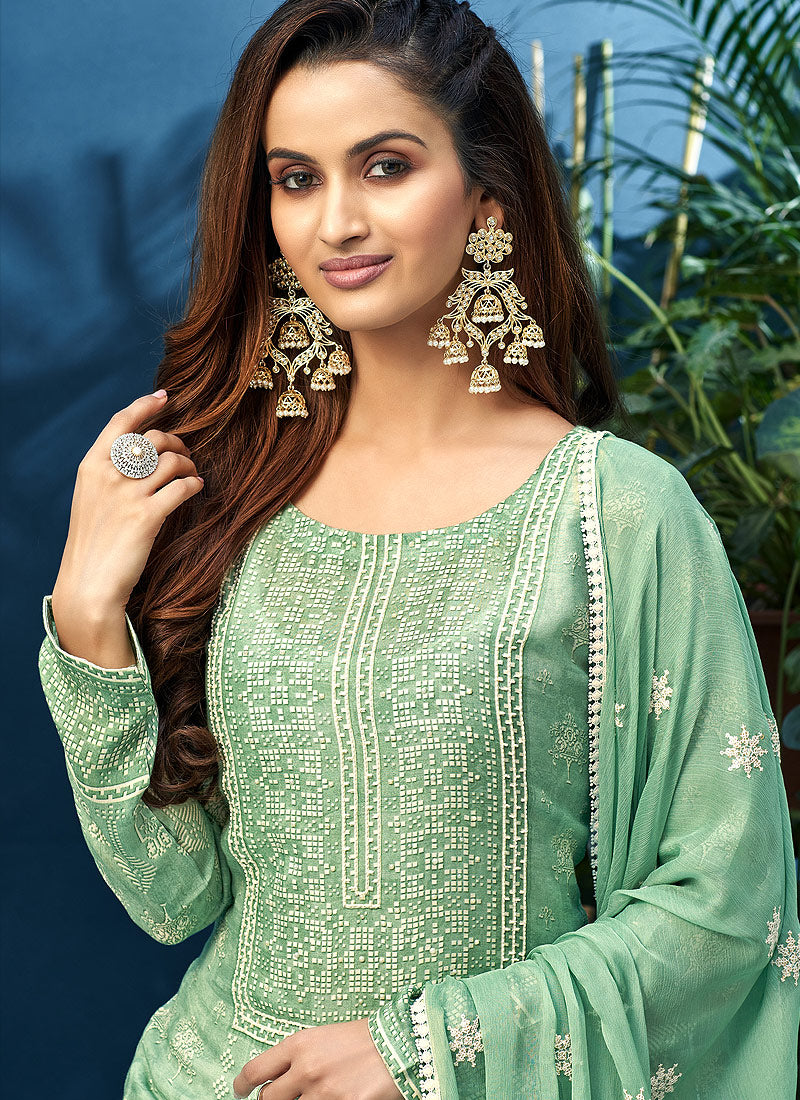 Buy Green Pearl Embroidered Palazzo Suit In USA, UK, Canada, Australia ...