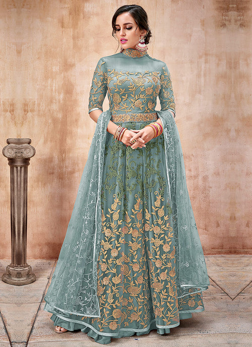 baby blue anarkali