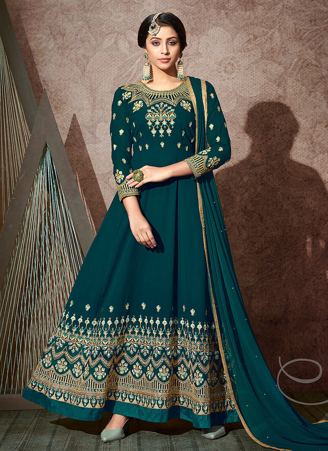 Buy Green Embroidered Anarkali Suit In USA, UK, Canada, Australia ...