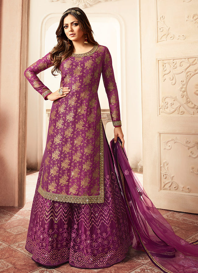 Buy Pink And Golden Wedding Sharara In USA, UK, Canada, Australia ...