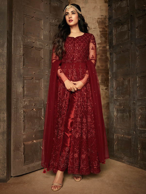 anarkali dress red