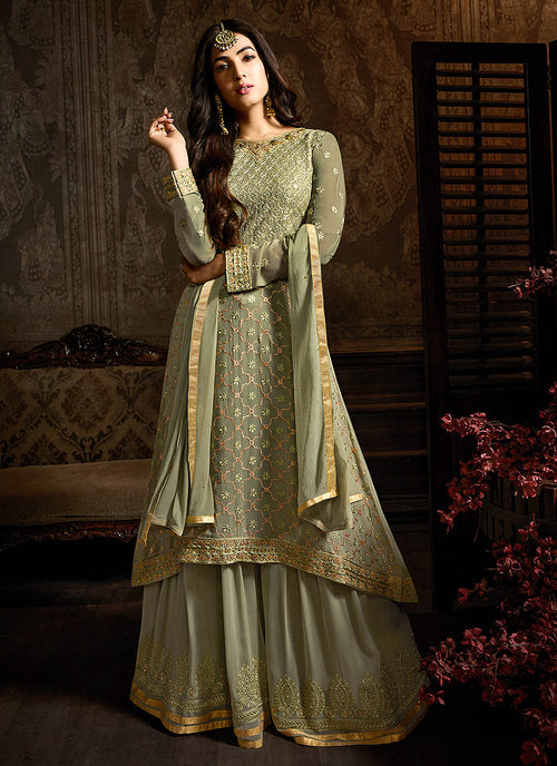 green sharara dress