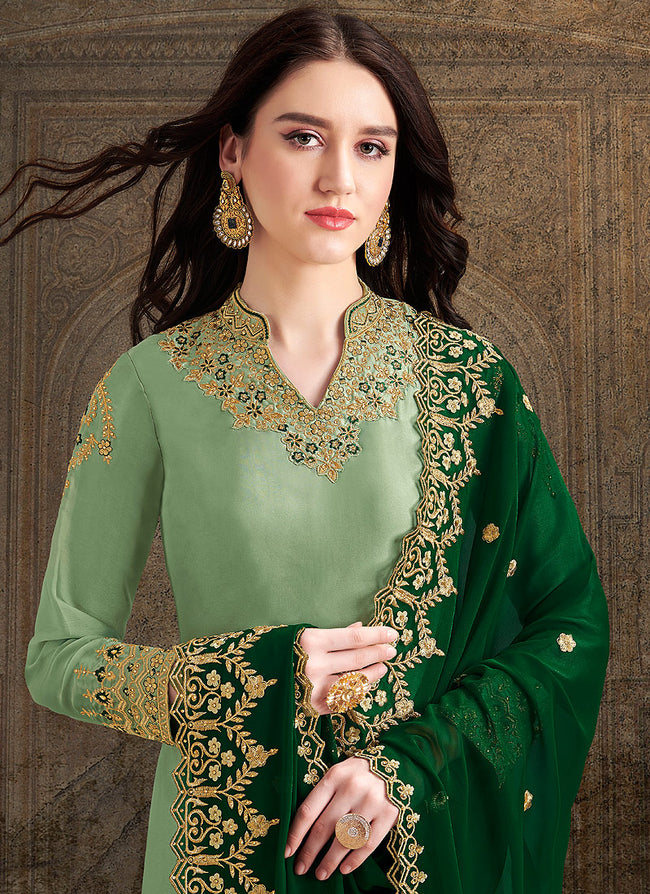 Buy Green Designer Sharara Suit In USA, UK, Canada, Australia ...