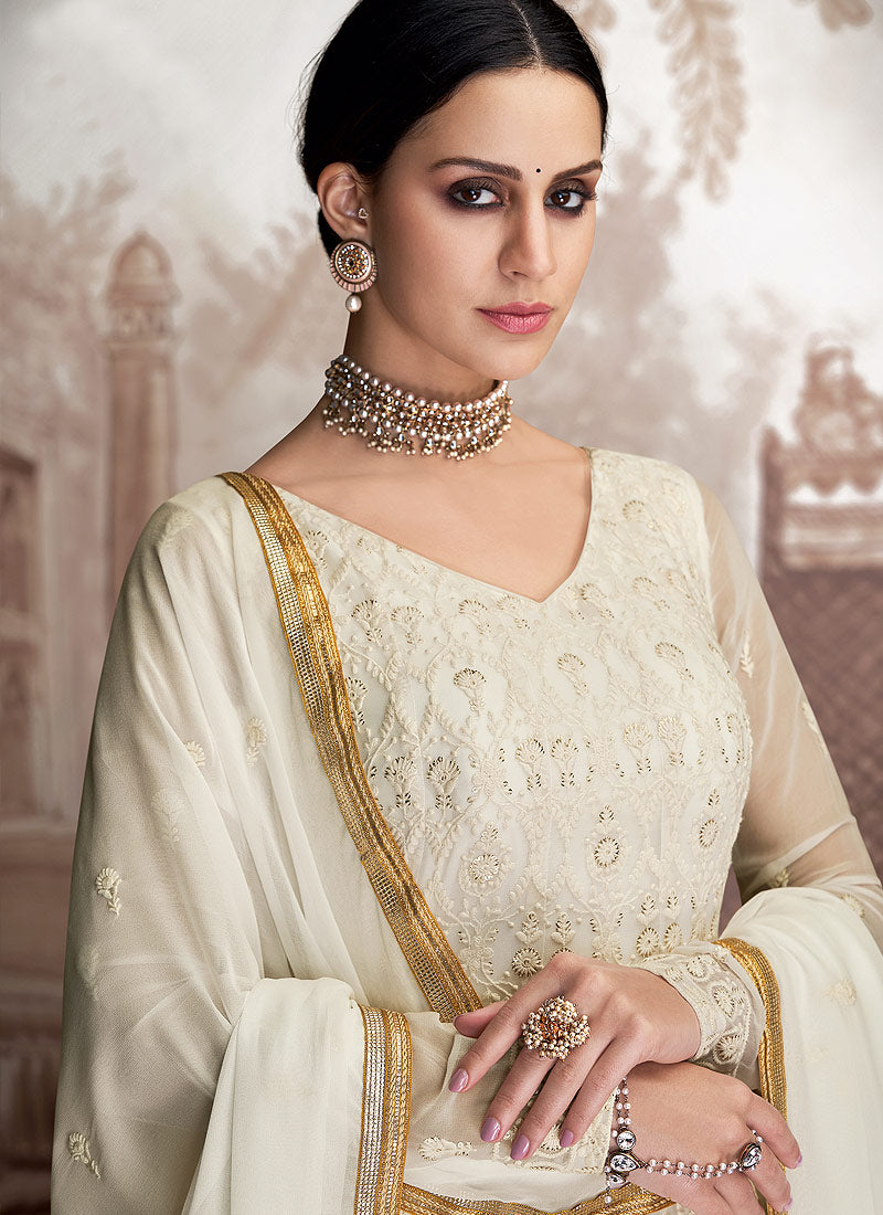 white anarkali suit online