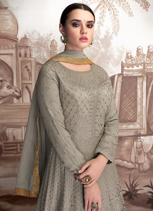 golden anarkali suit online