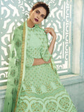 Light Green Lucknowi Kalidar Anarkali Suit