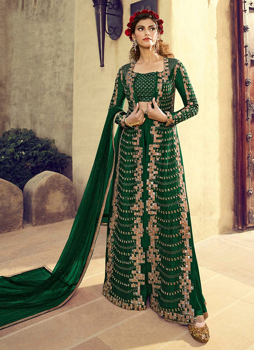 green indo western dress