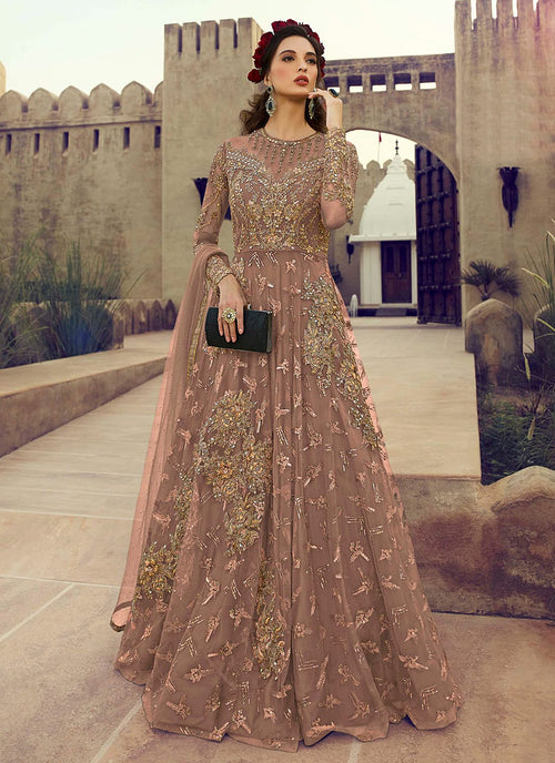 golden anarkali dress