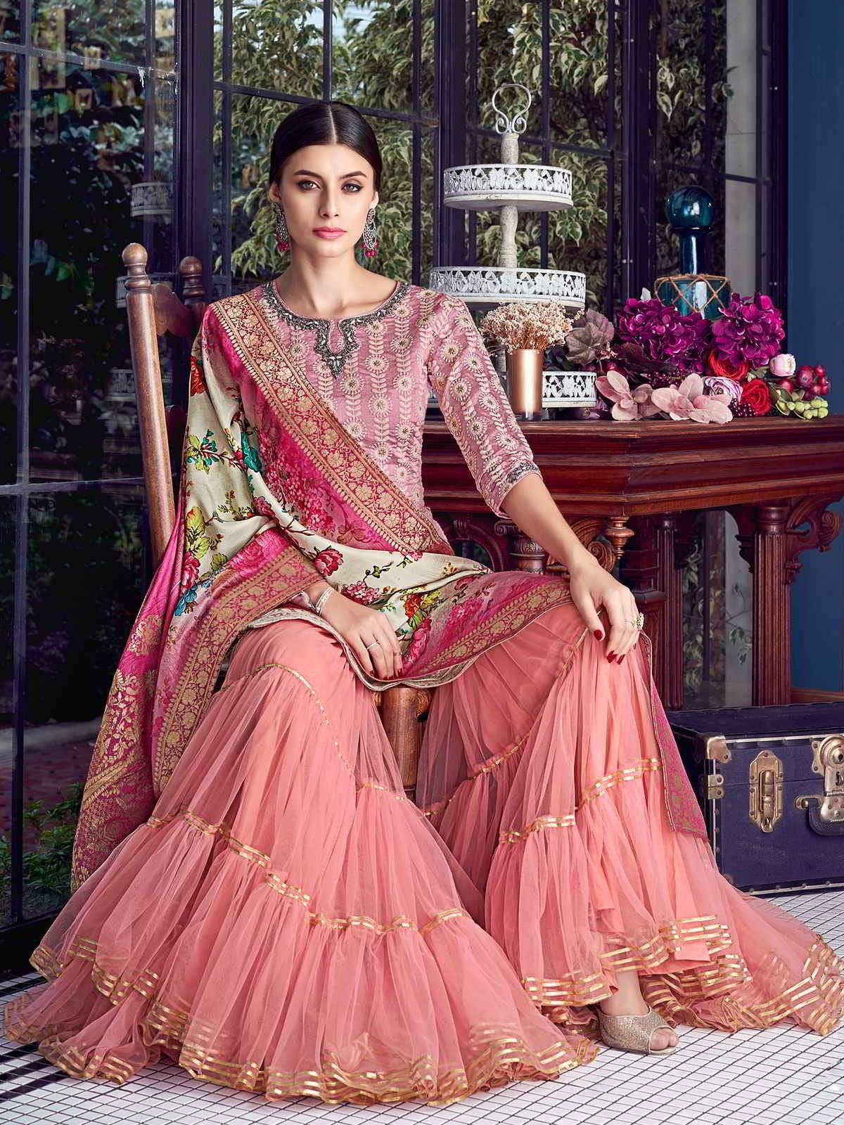 baby pink gharara