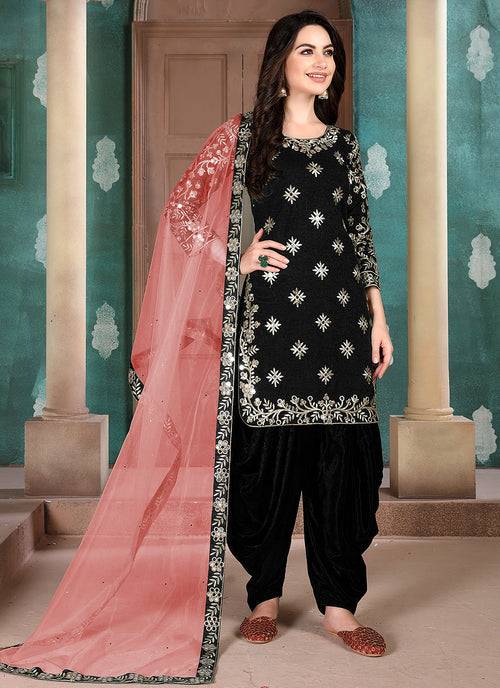 punjabi suit black and red