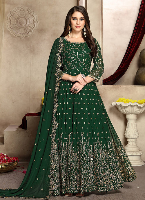 dark green anarkali