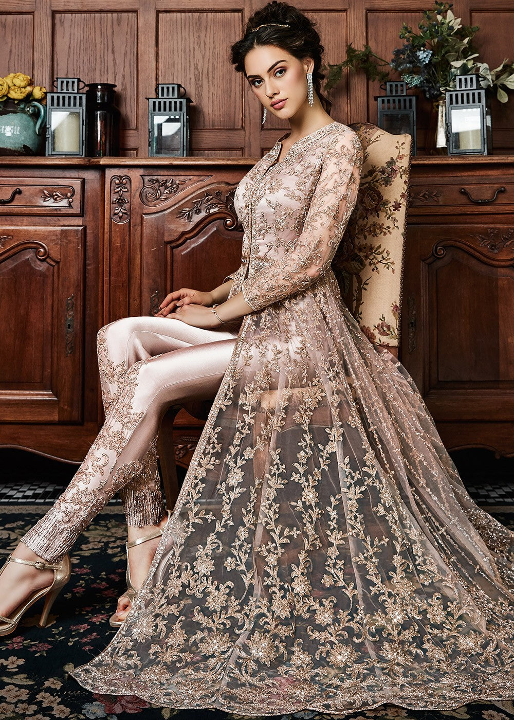 rose gold wedding lehenga