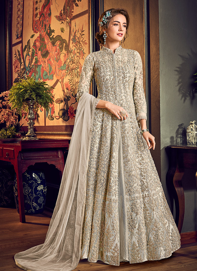 beige anarkali dress