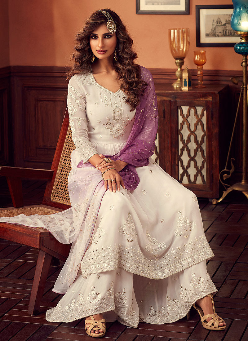 white palazzo suit designs