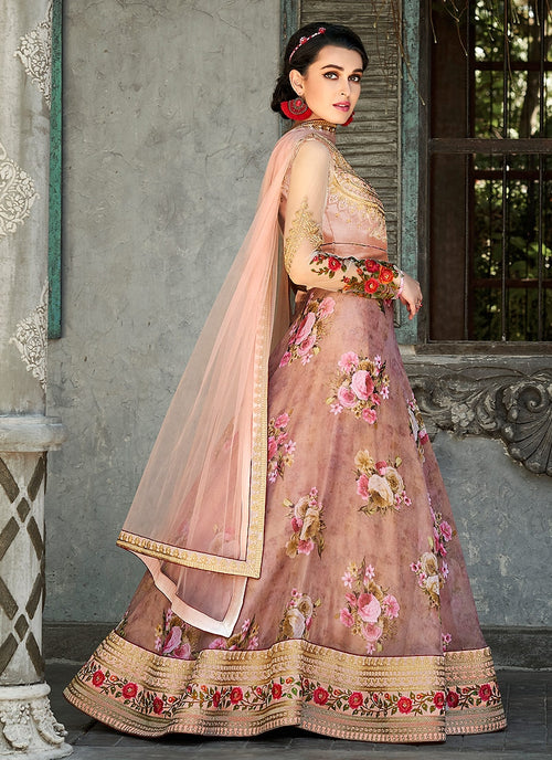 baby pink and golden lehenga