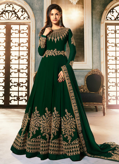 green anarkali dress