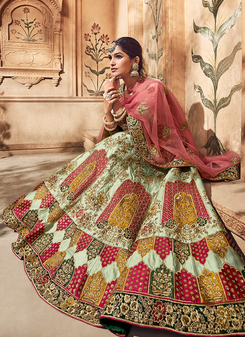 multicolor bridal lehenga