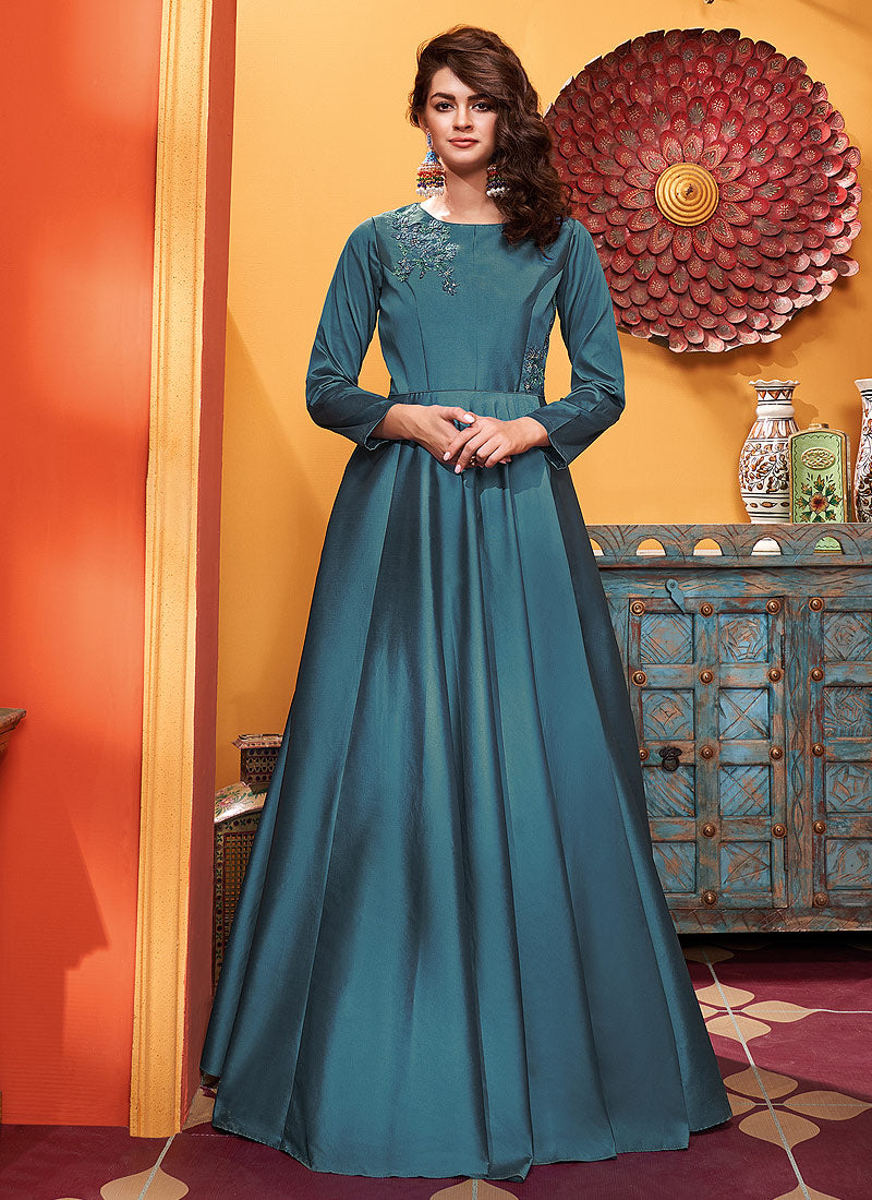Buy Turquoise Designer Gown Suit In USA, UK, Canada, Australia ...