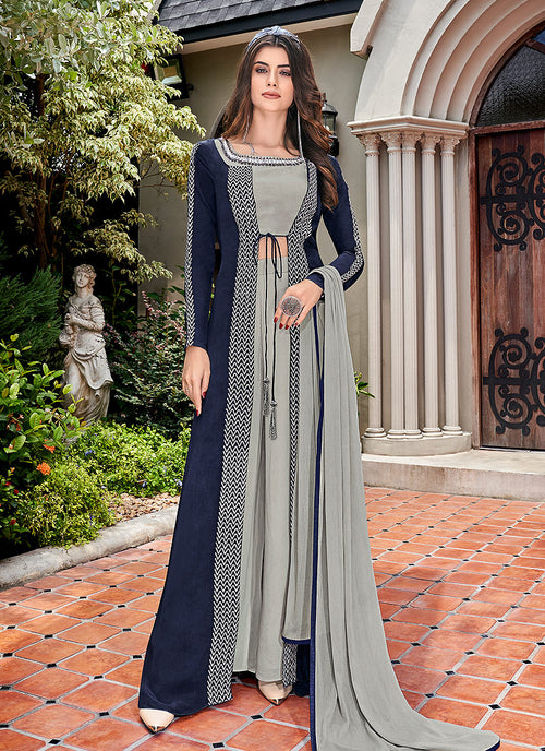 georgette gown with jacket