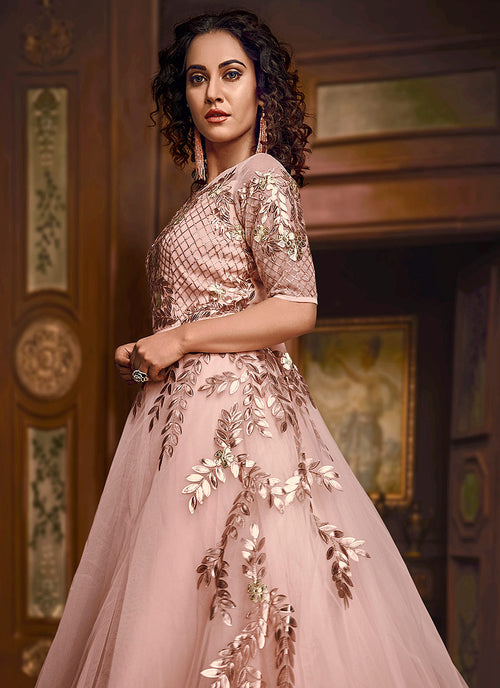 pink indo western gown