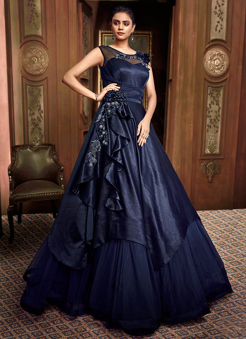 blue western gown