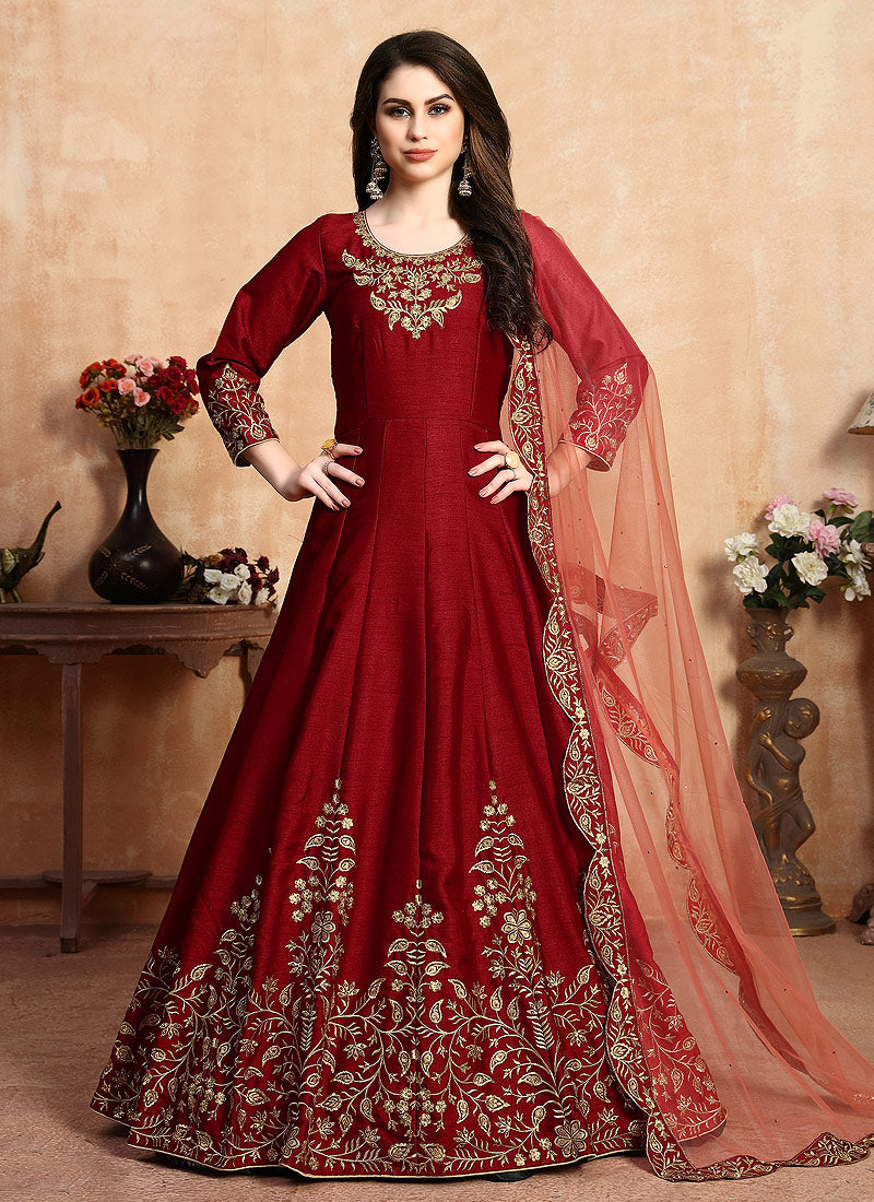 traditional silk anarkali