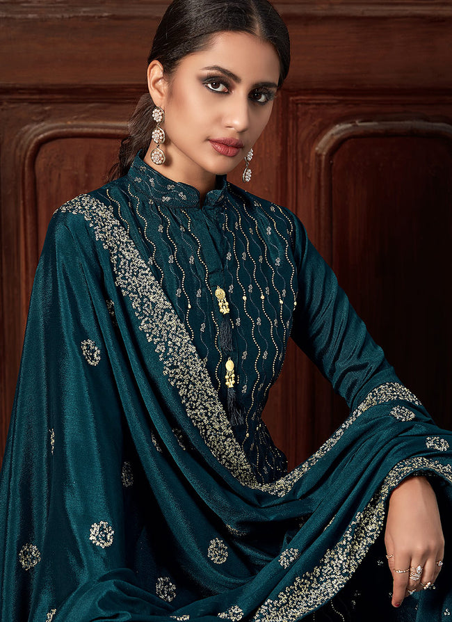 Buy Turquoise Pakistani Palazzo Suit In USA, UK, Canada, Australia ...