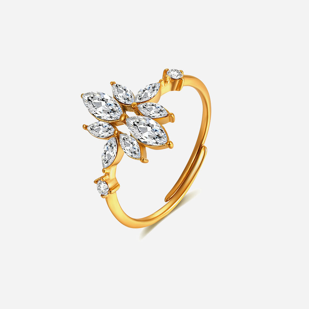 Billede af Crystal Flower Ring 18K Guldbelagt