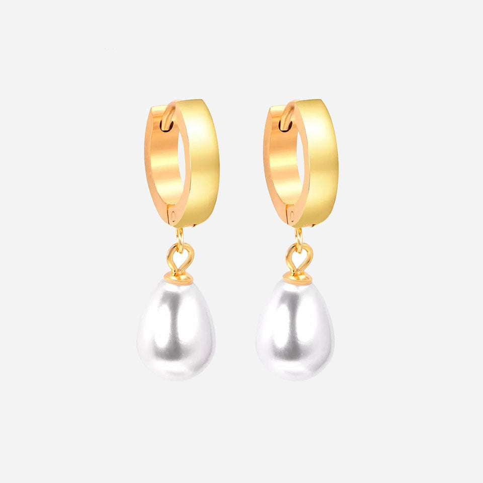 Billede af Classic Pearl Hoops 18K Guldbelagt