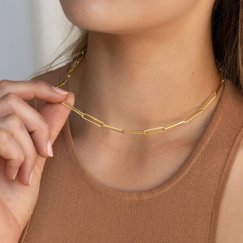 Billede af Paperclip Choker 18K Guldbelagt 4mm