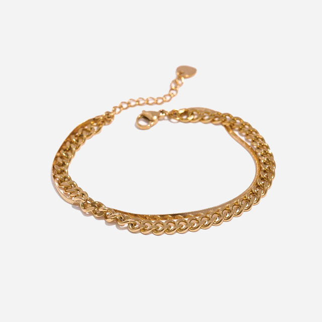 Se Curb + Flad Slange Armbånd 18K Guldbelagt 6mm hos Callisto Jewellery