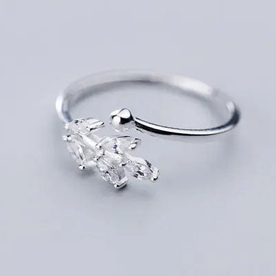 Billede af Clean Zirkonia Leaf Ring 925 Sølv