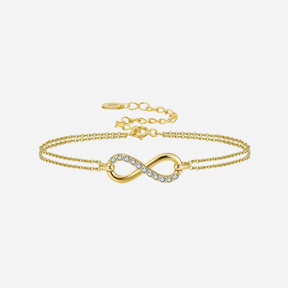 Se Zirkonia Infinity Armbånd 925 Sølv 18K Guldbelagt hos Callisto Jewellery