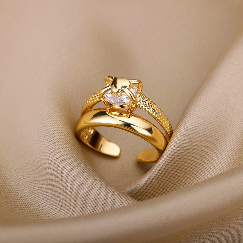 Billede af Heart Layer Ring 18K Guldbelagt