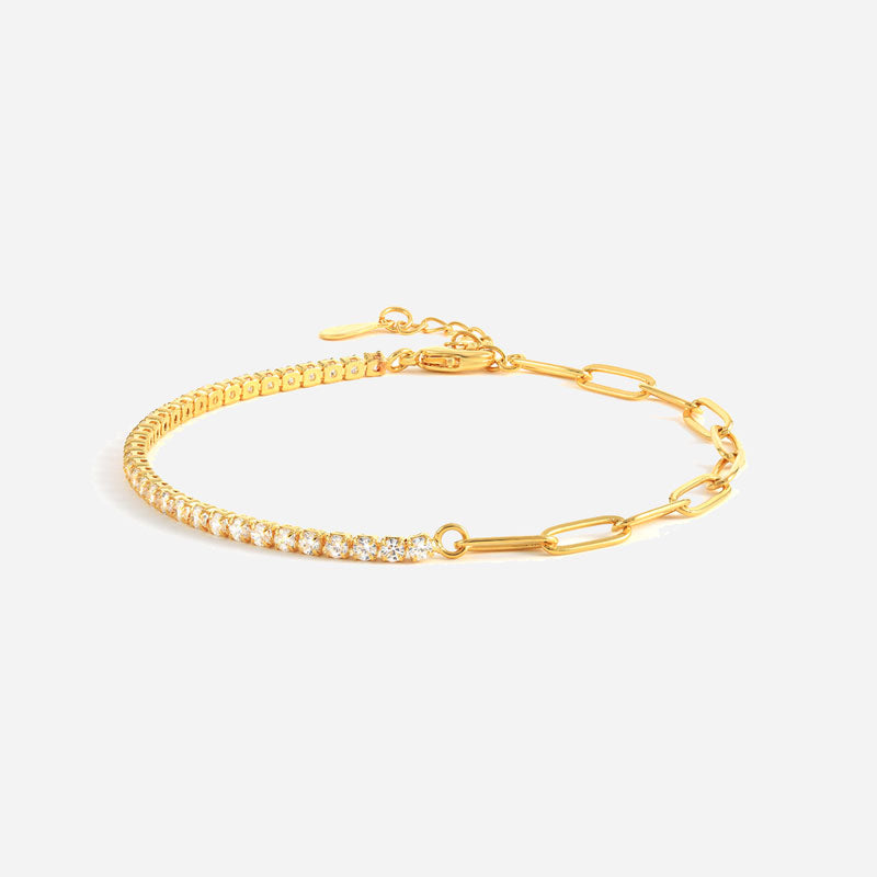 Billede af Sparkle Zirkonia Armbånd 925 Sølv 18K Guldbelagt 2mm