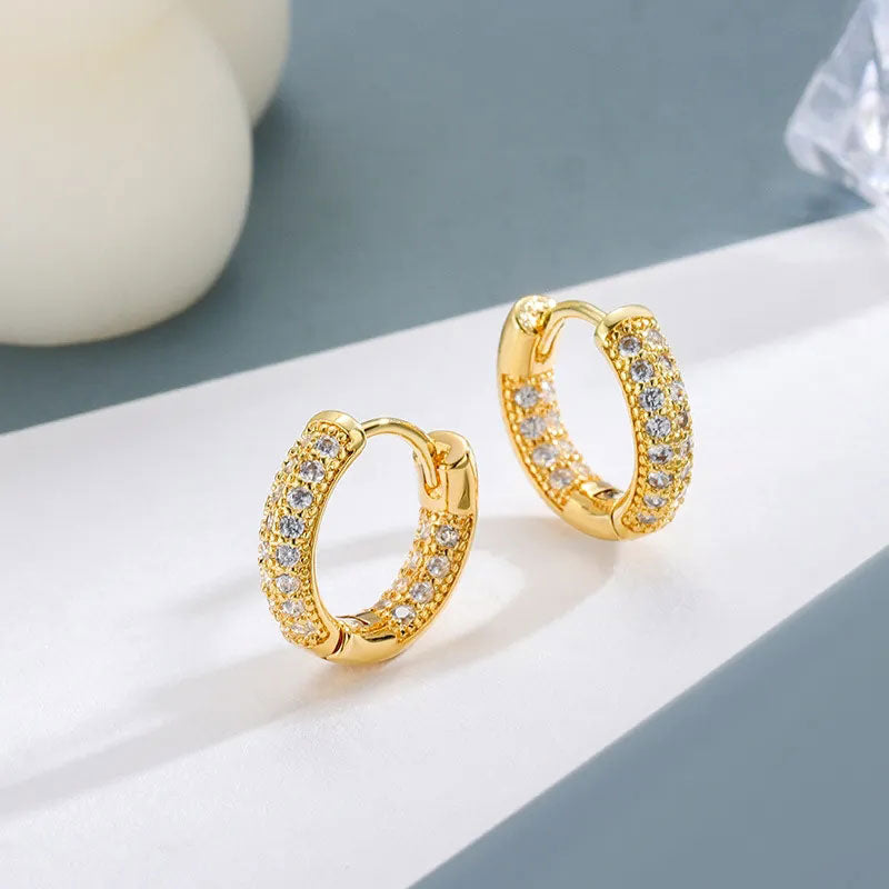 Billede af Small Runde Zirkonia Hoops 18K Guldbelagt