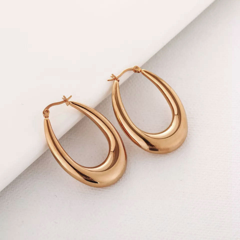 Billede af Klassisk Teardrop Hoops 18K Rosaguldbelagt